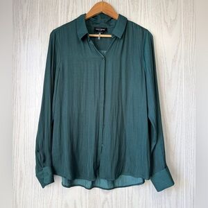 David Lerner Teal Lightweight Button-Front Blouse – Size Large
